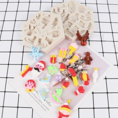 Christmas Series Santa Claus Elk Molds Fondant Cakes Decor Silicone Molds Sugarcraft Chocolate Baking Tools Cakes Gumpaste Form