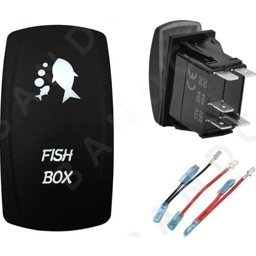 FISH BOX Rocker Switch 5P ON-OFF SPST White Led Button for Car Boat Marine Vehicle Yacht，12V 24V，Car Accessories，Jumper Wires
