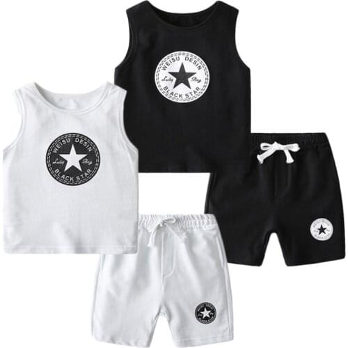 Sport Suit for Boys Casual Childrens Clothing boys Sets Soild Vest + Shorts 2PCS Outfit for Boy Childrens Clothes 2 To 7 Years