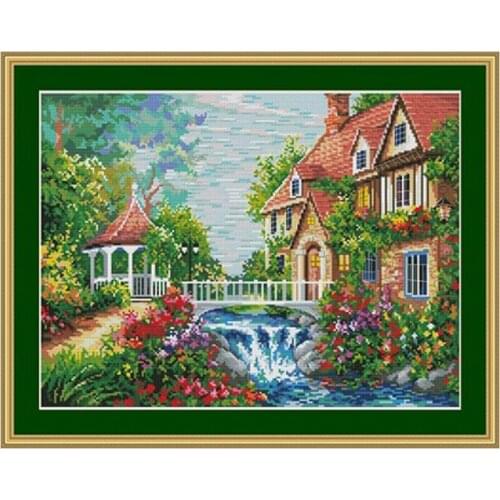 TOP Bridgeside Villa patterns Counted Cross Stitch 11CT 14CT 18CT DIY Chinese Cross Stitch Kits Embroidery Needlework Sets