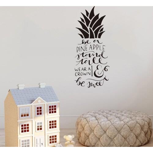 Creative Beautiful Decals Pineapple Text Wall Sticker Art Design Home Decor Removable House wall Decor Art Mural Vinyl ov540