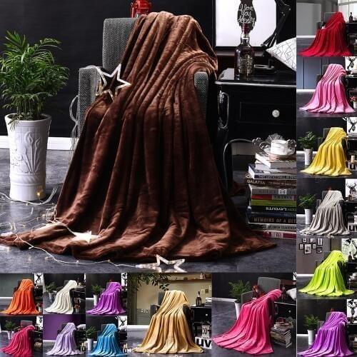 All Season Home Textile Flannel Blanket Winter Super Warm Soft Blankets Throw on Sofa/Bed/Plane Travel Patchwork Solid Bedspread