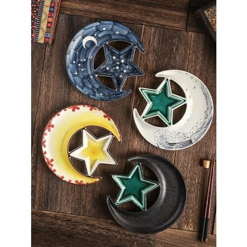 Japanese ceramic tableware stars and moons sushi sashimi plate and wind creative cold dish snack plate snack plate