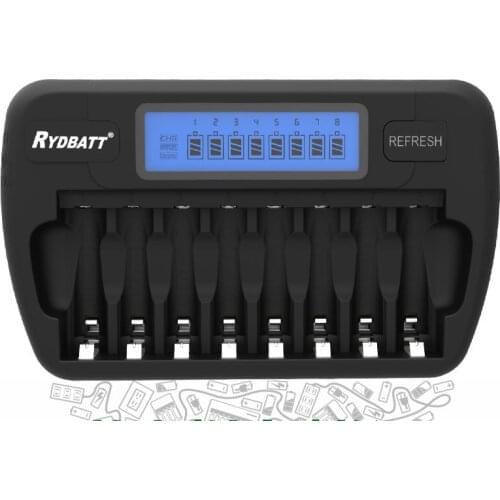 AA/AAA Battery Charger For NiMH/NiCd Rechargeable Batteries 8-Bay Multipurpose Battery Power Smart LCD Intelligent Chargers
