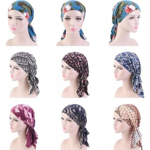Temperament Ladies Bandana Hat Convenient BaoTou Cap Multicolor Printed Cap Fashion Headwear Holiday Style Printing Turban Hat