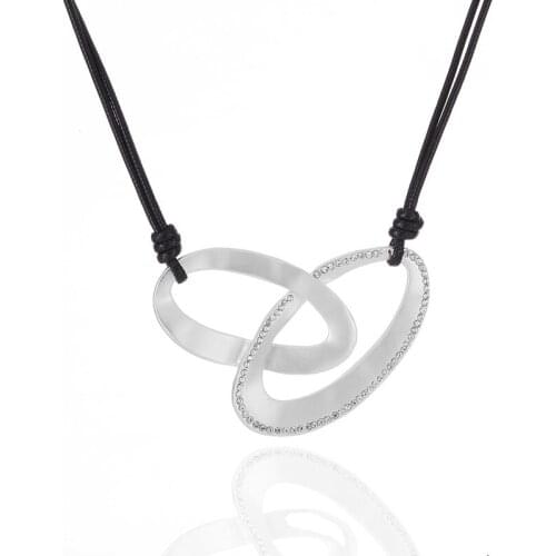 ELOYHI Women Necklace Geometric Rhinestone Top Quality Leather Choker For Lady Punk Trendy Neckalce&Pendants Gift