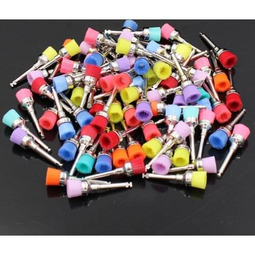 100pcs Dental Teeth Polishing Brushes Bowl Shape Latch Type Tooth Polish Polishing Brush for Low Speed Handpiece Machine 2.35mm