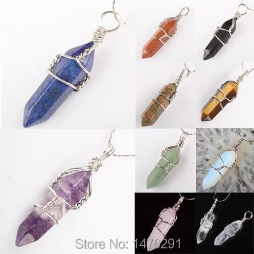 8X32MM Natural Mix-Color Crystal Stone Faceted Gem Bead Twining Pendant 10PCS