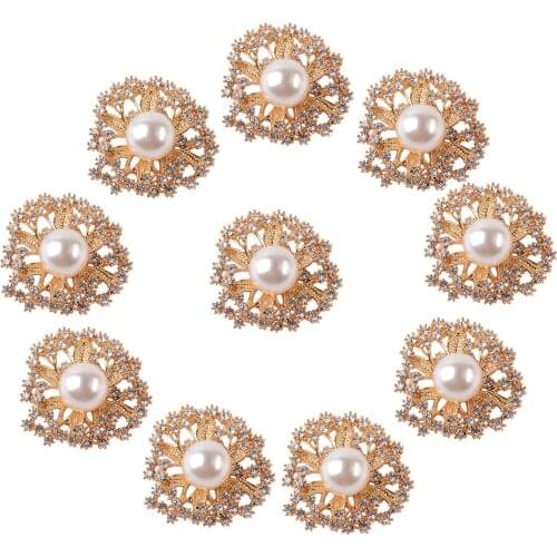 10pcs Rhinestone Pearl Embellishments DIY Craft Buttons Brooches Bags Decor