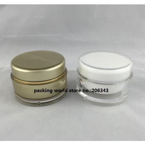 100G acrylic white/gold round jar for essence/mask cream /moisturizer/gel/night cream/day cream plastic jar for cosmetic packing