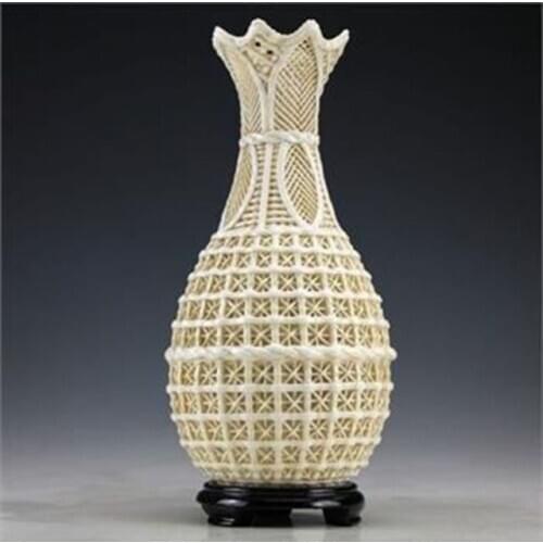 12.6 inch / Oriental antique hand-carved hollow-out the vase of porcelain