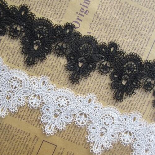 2 Yard 6cm wide Soluble Flower Embroidered Lace Trim Ribbon Fabric Applique Sewing Craft DIY Collar Dress Decoration Accessories