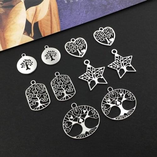 20Pcs Life Tree Charms Pendants DIY Jewelry Making Alloy Findings Accessory For Necklaces Earrings