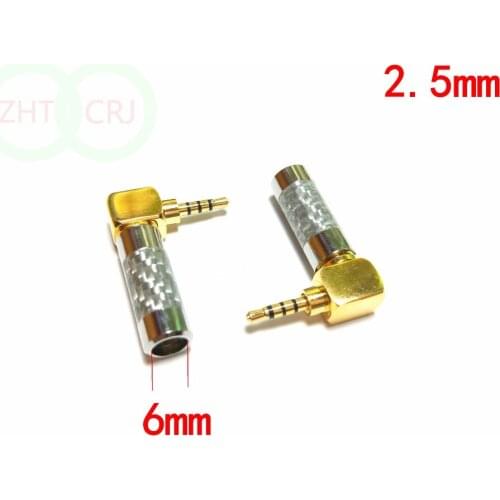 20pcs Rhodium Plated Carbon Fiber 2.5mm 4 Pole 90 degree Plug soldering copper New