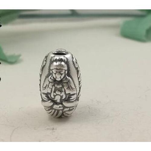 3D 100% 999 Silver Beads Pure Silver Buddha Statue Beads Tibetan Six Words Proverb Beads DIY Jewelry Accessories