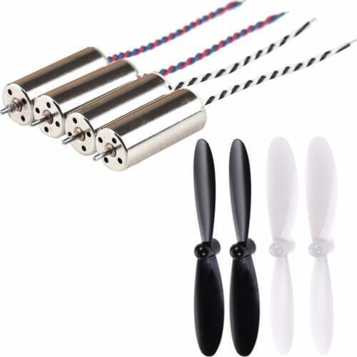 8pcs as showing Hubsan X4 H107C H107D Replacement Spare Parts Set 4pcs Motor 8.5*20mm + 4pcs 55mm 1mm Propellers