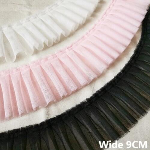 9CM Wide Single/double Layers Mesh 3d Pleated Fabric Lace Ruffle Trim Collar Neckline Cuffs Fringe Ribbon Handmade Sewing Decor