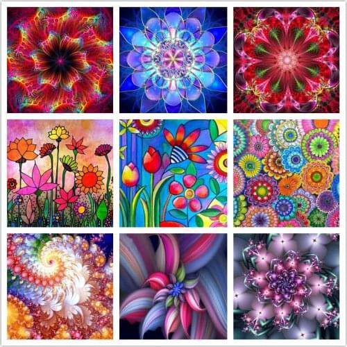 Diamond Painting Flowers Mandala 5D DIY Full Round Resin Mandela Cross Stitch Embroidery Mosaic Craft Kit Living Room Bedroom