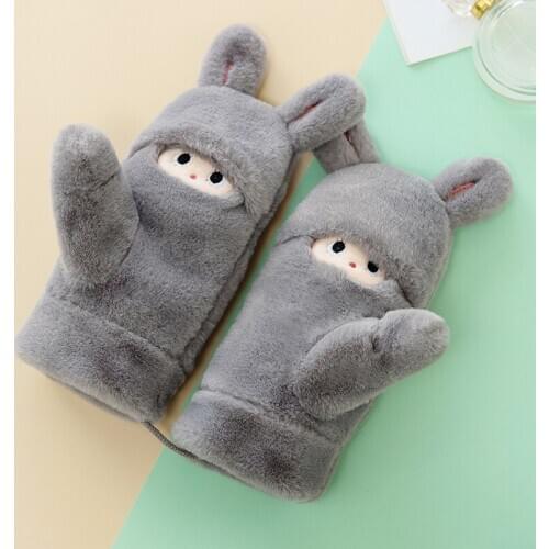 Anime Winter New Korean Version of Cute Ladies Plus Velvet Thick Warm Gloves Gloves for Role Play Unisex