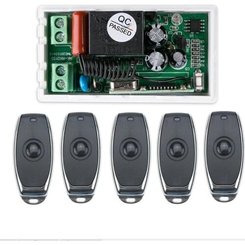 220 v 1 ch RF wireless remote control switch 1* receiver+5 * transmitter Simple connection 1 key selflock