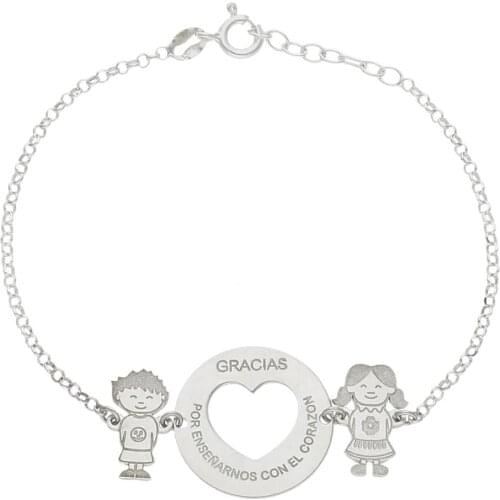 Minosilver heart bracelet with children personalized sterling silver is precious to make a gift to teachers and teachers