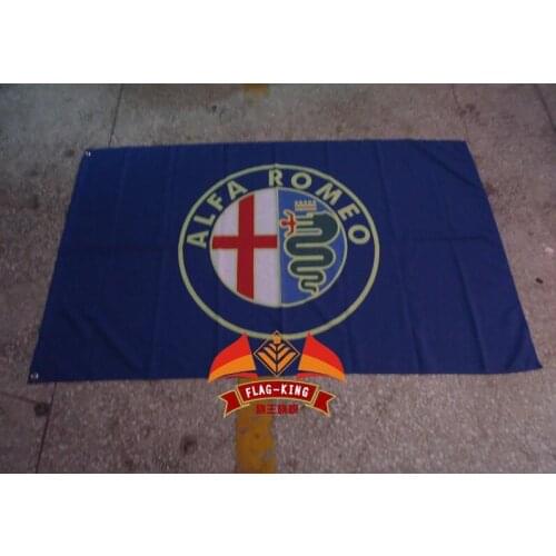 Alfa romeo blue car Flag ,3x 5ft Polyester