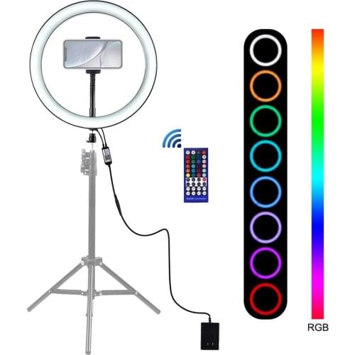 Photography LED Video Light Ring Lamp BT Connection Remote Control Brightness Adjustment Battery for Broadcast Selfie Makeup