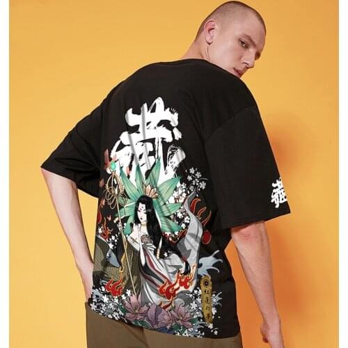 2021 Hip Hop Tees T-Shirt Cotton Japanese Anime Shirt Men Summer Oversized Tshirt Vintage Men Clothing ZZ469