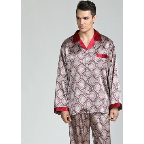 FZSLCYIYI Spring Men Comfortable Pyjamas Plus Size 3XL 90kg Long Sleeve Casual Homewear Silk Boy Pajama Set Leisure Sleepwear