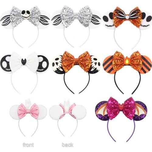 Girl Party Headband Hairs Bows Mouse Ears Hairdband Girls 5'' Bow Sequin Headress Christmas Holiday Cosplay Adult/Kids Gift