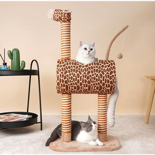 Giraffe cats scratching post toys rope Sisal Rope Pet Jumping Toy Tree DIY Cat Climbing Frame for Kittens Pet House Play Tower