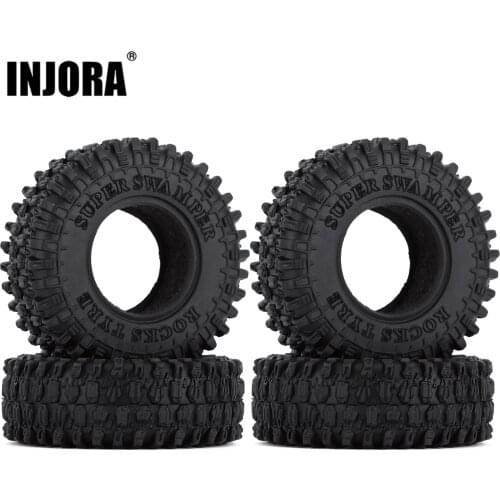 INJORA 4PCS 52*18mm 1.0" Soft Rubber All Terrain Wheel Tires for 1/24 RC Crawler Car Axial SCX24 90081 AXI00002 Deadbolt