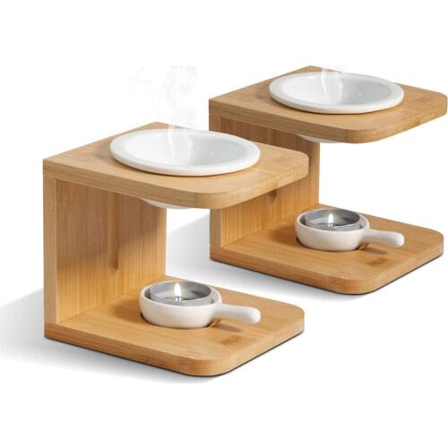 Ceramic Aromatic Oil Candle Holder Creative Wooden Home Candle Holders Aromatherapy Burner Home Decoration