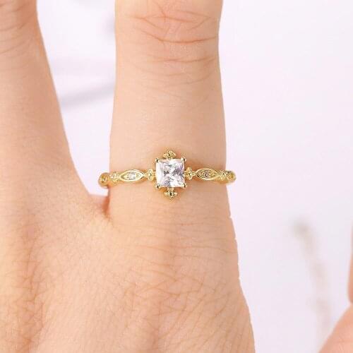 Promise Dainty Rings For Women Gold Ring Crystal Adjustable Jewelry Wedding Bride Accesorios Bulk Items Wholesale Lots AR372