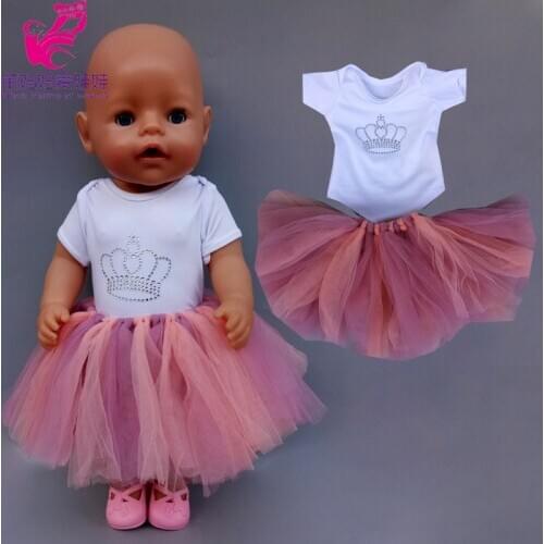 Doll dress 43cm baby doll tutu pink lace dress 18 inch doll dress Hand-knit skirt children gift