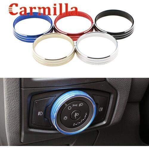 Carmilla Car Aluminium Alloy Headlight Switch Modification Konb Decoration Cover Sticker for Ford New Everest 2015 2016 2017