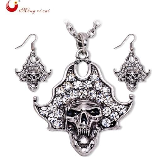 Fashion Jewelry set Skeleton Necklace and Earrings sets for women Halloween gift Gold and Silver Plated Classic Skull Set T1578