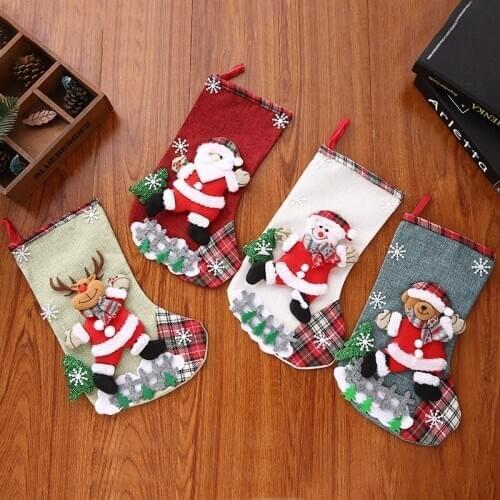 2021 New Christmas Stocking Gift Bag Christmas Decoration Santa Snowman Reindeer Bear Large Gift Candy Bag Christmas Stocking
