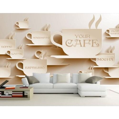 Custom food store wallpaper,Three-dimensional coffee,3D retro mural for the restaurant cafe hotel background wall PVC wallpaper