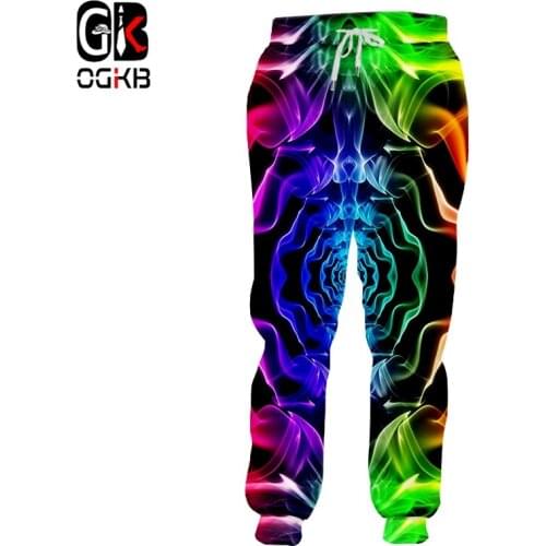 OGKB Unisex Hip Hop 3D Printed Service Oringial Colorful Smoke Custom Plus Size Sweatpantss Dropshipping
