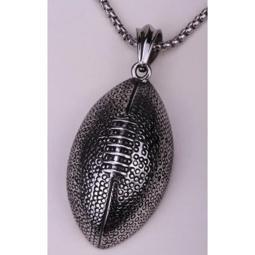 Football stainless steel necklace for men women 316L pendant W chain biker heavy jewelry wholesale dropship GN107