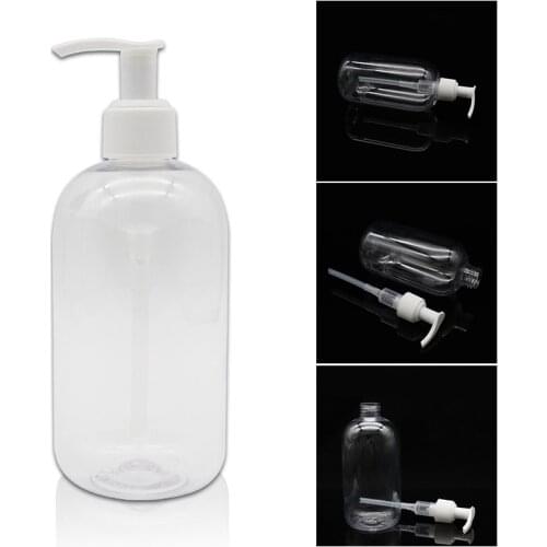 Clear Plastic Thickened Bottles with Pumps Dispensers Refillable Liquid Soap Transparent Round Bottles C1