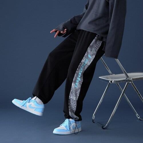 Letter Embroidery Jogger Pants Men Spring Cashew Printed Elastic Waist Harem Trouser Fashion Street Loose Sweatpants Male Female