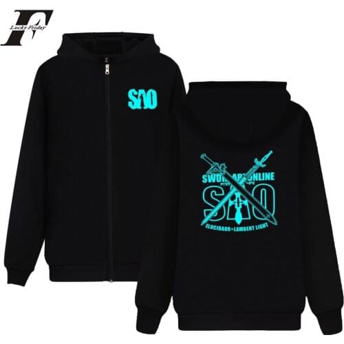 LUCKYFRIDAYF anime Sword Art Online SAO printed Hoodie Sweatshirts casual long sleeve zipper men women hoodies jacket coat tops