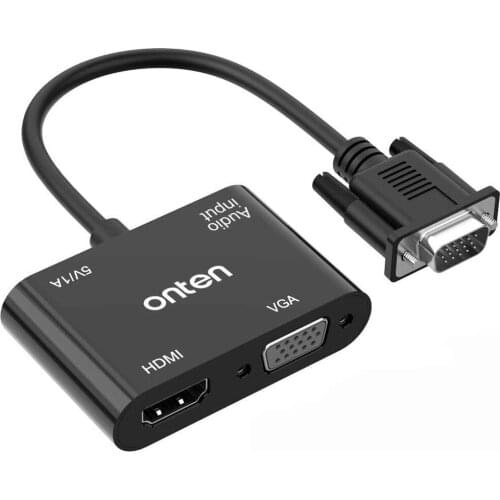 VGA to HDMI-compatible VGA Adapter with aduio charger Display at The Same time for Computer Desktop Laptop PC Monitor Projector