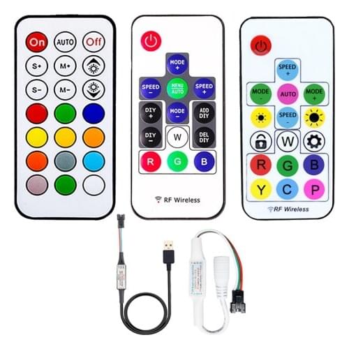 WS2811 WS2812B LED Pixel Led Strip Light RF Controller USB/DC 3Keys 14/17/21Keys With Remote Controller DC5-24V