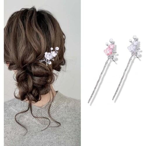 Plum Blossom Flower Hair Stick Pins Wedding Bridal Hair Pin Accessories Party Hair Jewelry Bobby Pin Artistic Accessories