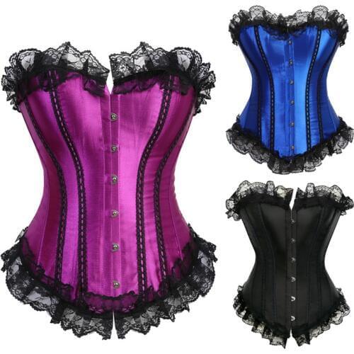 Sexy Overbust Red and Black Shaperwear Women Corset Gothic Strapless Lace Up Corselet Clothing Bustier Crop Top