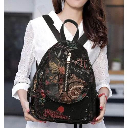 Womens Backpack Double Shoulder Portable Electroplating Hardware Design Double Shoulder Zipper Package