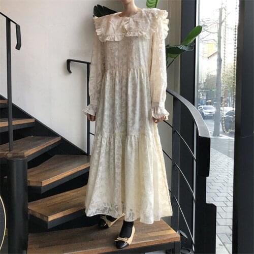 2021 early spring lace-up hollow out long dress termperament chic mild outwear elegant fashion streetwear 2021 early spring